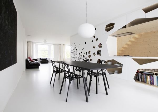 Sử dụng những ô hình học trên tường đựng đồ ấn tượng nhất theo phong cách tối giản trong nội thất